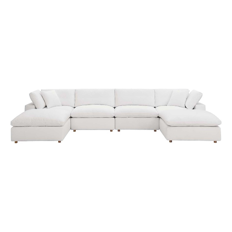 Modway Commix 6-Piece Fabric Down Filled Sectional Sofa in Pure White