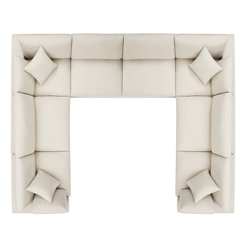 Modway Commix 8-Piece Fabric Down Filled Sectional Sofa in Light Beige