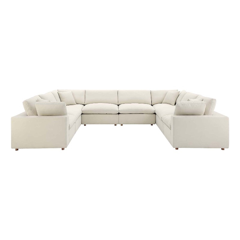 Modway Commix 8-Piece Fabric Down Filled Sectional Sofa in Light Beige