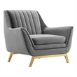 Modway Winsome Channel Tufted Performance Velvet Armchair in Gray