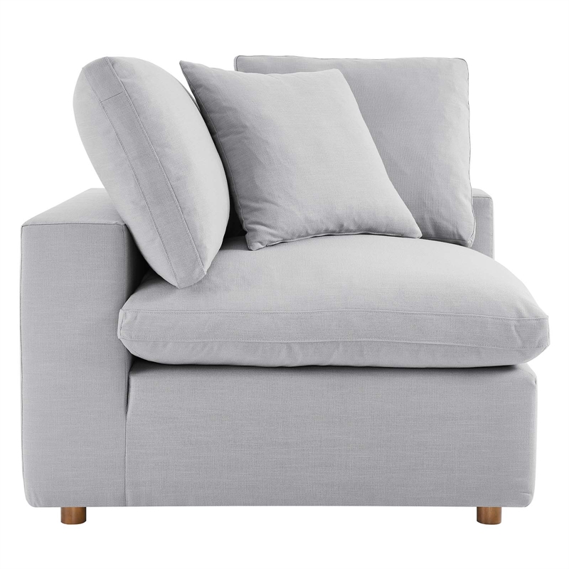 Modway Commix 2-Piece Fabric Down Filled Sectional Sofa in Light Gray