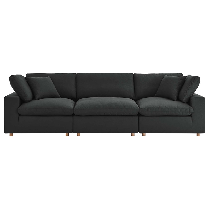 Modway Commix 3-Piece Fabric Down Filled Sectional Sofa in Black