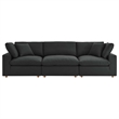 Modway Commix 3-Piece Fabric Down Filled Sectional Sofa in Black