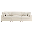 Modway Commix 3-Piece Fabric Down Filled Sectional Sofa in Light Beige