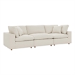 Modway Commix 3-Piece Fabric Down Filled Sectional Sofa in Light Beige