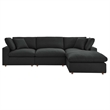 Modway Commix 4-Piece Fabric Down Filled Sectional Sofa Set in Black