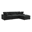 Modway Commix 4-Piece Fabric Down Filled Sectional Sofa Set in Black