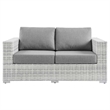 Modway Convene Rattan & Fabric Patio Loveseat in Light Gray/Gray