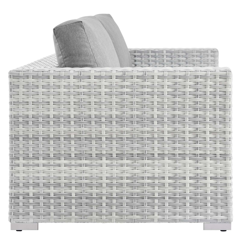 Modway Convene Rattan & Fabric Patio Loveseat in Light Gray/Gray