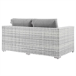 Modway Convene Rattan & Fabric Patio Loveseat in Light Gray/Gray