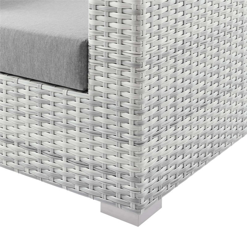 Modway Convene Rattan & Fabric Patio Loveseat in Light Gray/Gray