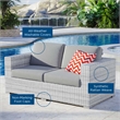 Modway Convene Rattan & Fabric Patio Loveseat in Light Gray/Gray