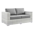 Modway Convene Rattan & Fabric Patio Loveseat in Light Gray/Gray
