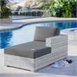Modway Convene Rattan and Foam Patio Right Chaise in Light Gray/Charcoal