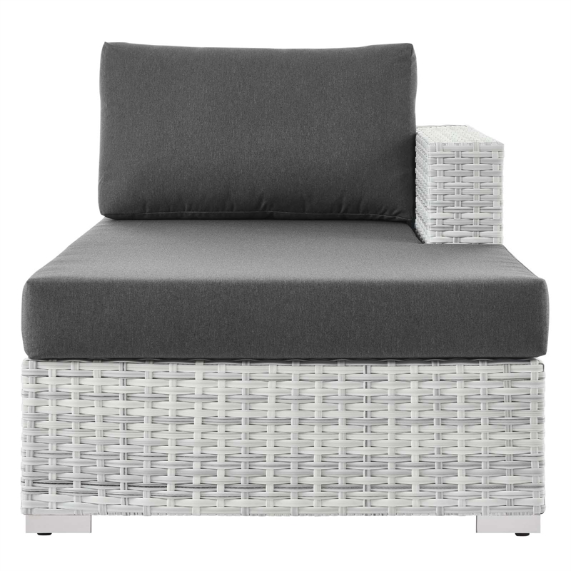 Modway Convene Rattan and Foam Patio Right Chaise in Light Gray/Charcoal