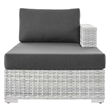 Modway Convene Rattan and Foam Patio Right Chaise in Light Gray/Charcoal