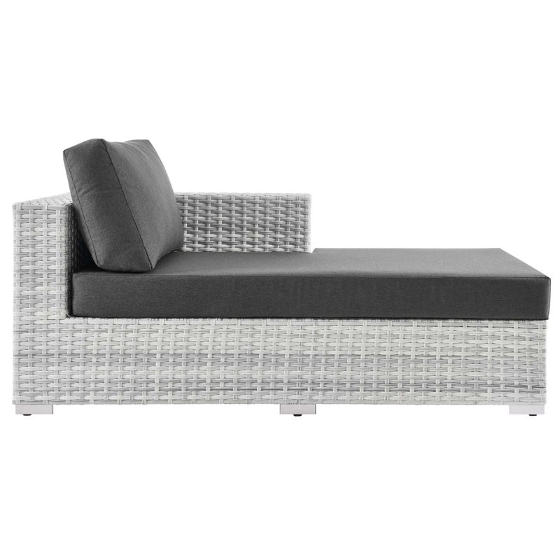 Modway Convene Rattan and Foam Patio Right Chaise in Light Gray/Charcoal