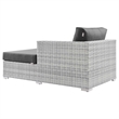 Modway Convene Rattan and Foam Patio Right Chaise in Light Gray/Charcoal