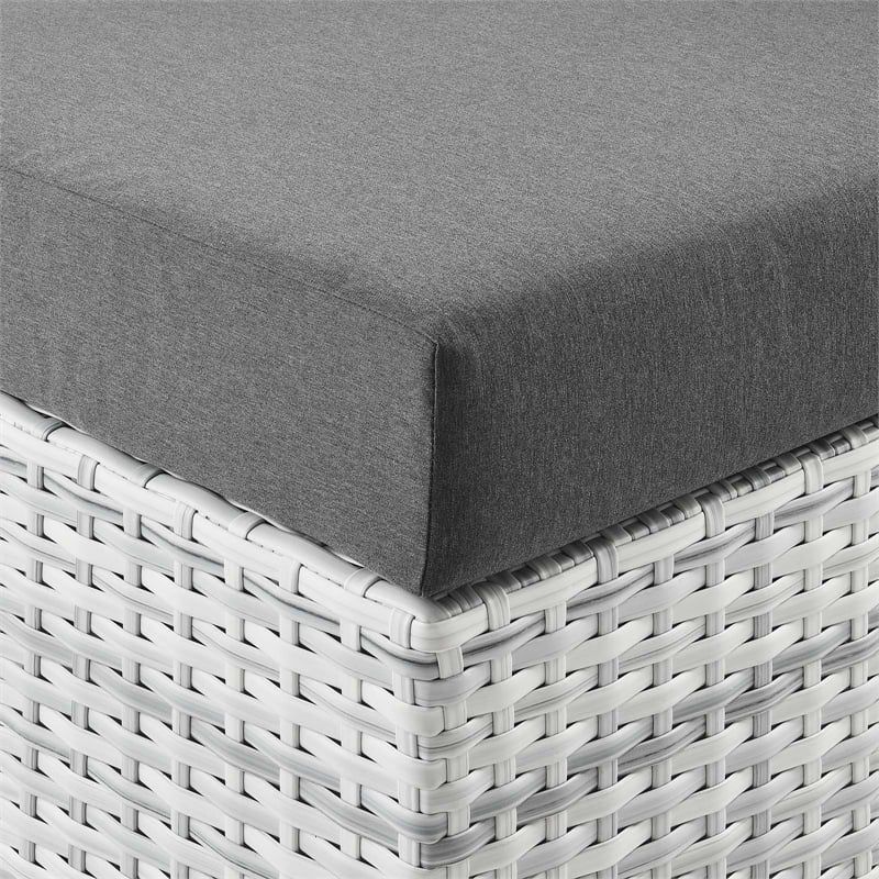 Modway Convene Rattan and Foam Patio Right Chaise in Light Gray/Charcoal