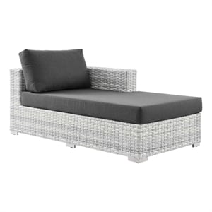 Modway Convene Rattan and Foam Patio Right Chaise in Light Gray/Charcoal