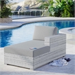 Modway Convene Rattan and Foam Patio Right Chaise in Light Gray