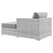 Modway Convene Rattan and Foam Patio Right Chaise in Light Gray
