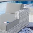 Modway Convene Rattan and Foam Patio Right Chaise in Light Gray