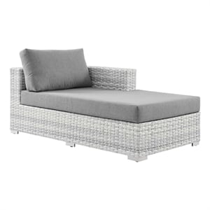 Modway Convene Rattan and Foam Patio Right Chaise in Light Gray