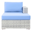 Modway Convene Rattan and Foam Patio Right Chaise in Light Gray/Light Blue