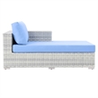 Modway Convene Rattan and Foam Patio Right Chaise in Light Gray/Light Blue