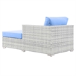 Modway Convene Rattan and Foam Patio Right Chaise in Light Gray/Light Blue