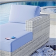 Modway Convene Rattan and Foam Patio Right Chaise in Light Gray/Light Blue