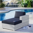 Modway Convene Rattan and Foam Patio Right Chaise in Light Gray/Navy