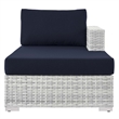 Modway Convene Rattan and Foam Patio Right Chaise in Light Gray/Navy