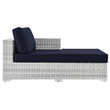 Modway Convene Rattan and Foam Patio Right Chaise in Light Gray/Navy