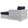 Modway Convene Rattan and Foam Patio Right Chaise in Light Gray/Navy