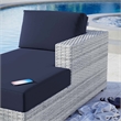 Modway Convene Rattan and Foam Patio Right Chaise in Light Gray/Navy