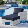 Modway Convene Rattan and Foam Patio Right Chaise in Light Gray/Navy