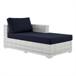 Modway Convene Rattan and Foam Patio Right Chaise in Light Gray/Navy
