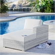 Modway Convene Rattan and Foam Patio Right Chaise in Light Gray/White