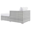 Modway Convene Rattan and Foam Patio Right Chaise in Light Gray/White