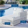 Modway Convene Rattan and Foam Patio Right Chaise in Light Gray/White