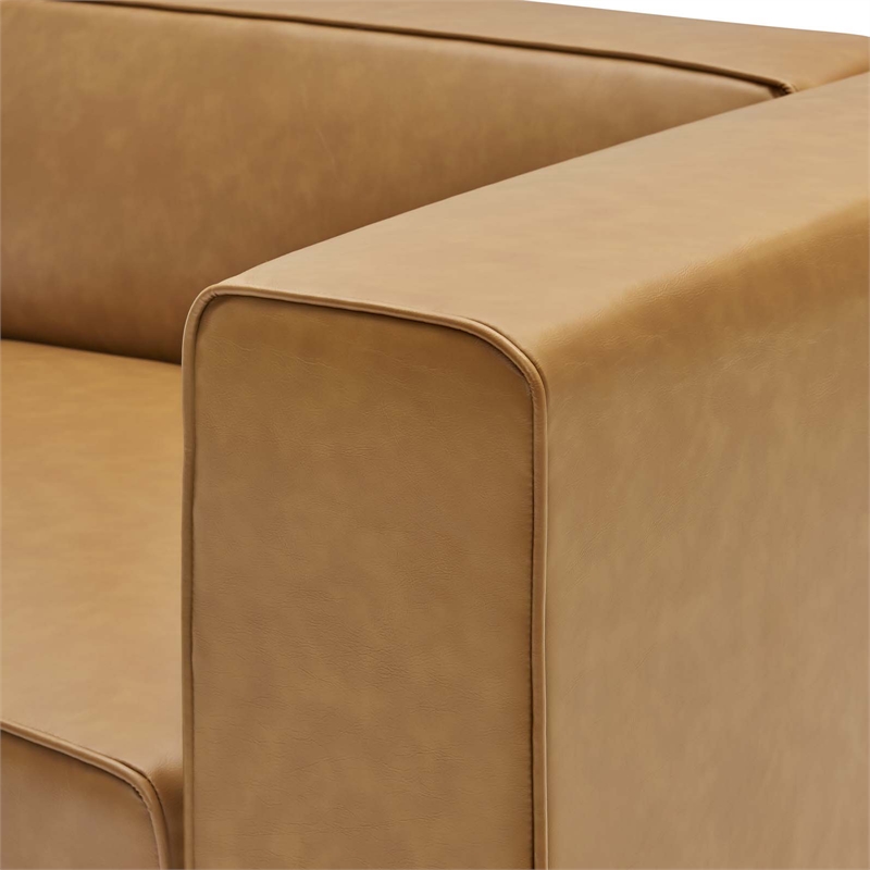 Modway Mingle Modern Faux Leather Right-Arm Chair in Tan Finish