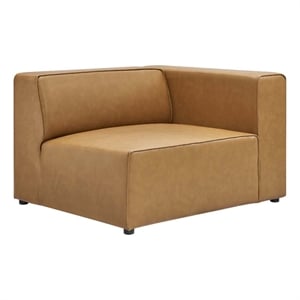 Modway Mingle Modern Faux Leather Right-Arm Chair in Tan Finish