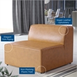 Modway Mingle Modern Faux Leather Armless Chair in Tan Finish