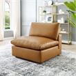 Modway Commix Down Filled Overstuffed Faux Leather Armless Chair in Tan
