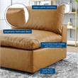 Modway Commix Down Filled Overstuffed Faux Leather Armless Chair in Tan