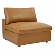 Modway Commix Down Filled Overstuffed Faux Leather Armless Chair in Tan