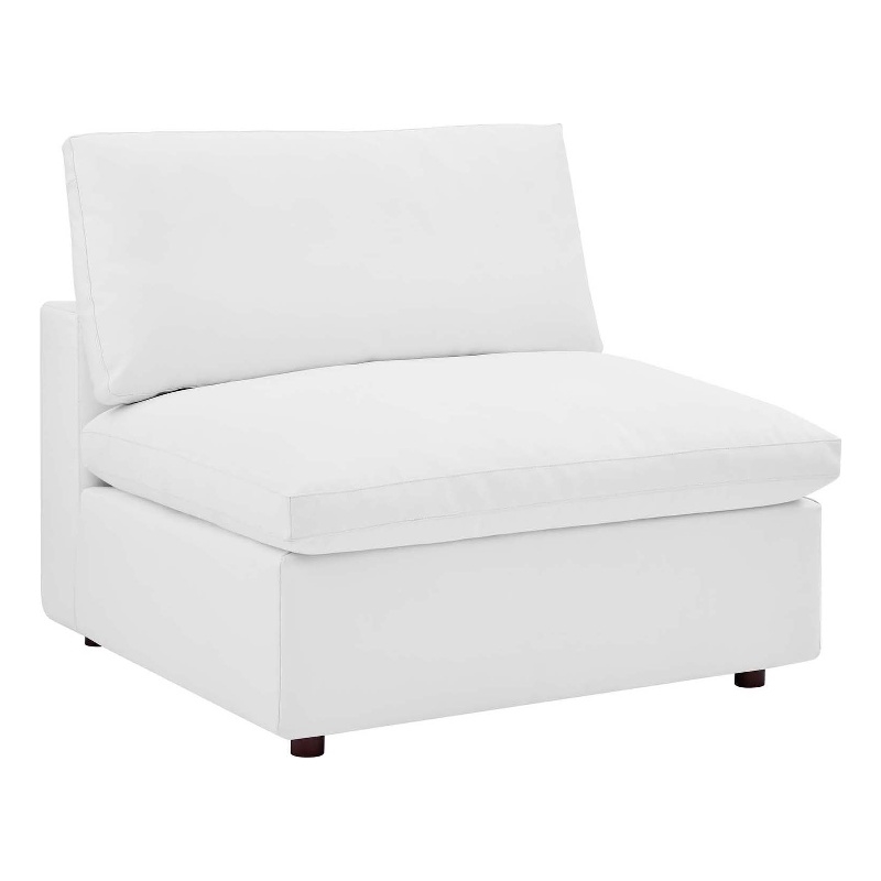 Modway Commix Down Filled Overstuffed Faux Leather Armless Chair in White