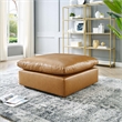 Modway Commix Down Filled Overstuffed Faux Leather Ottoman in Tan